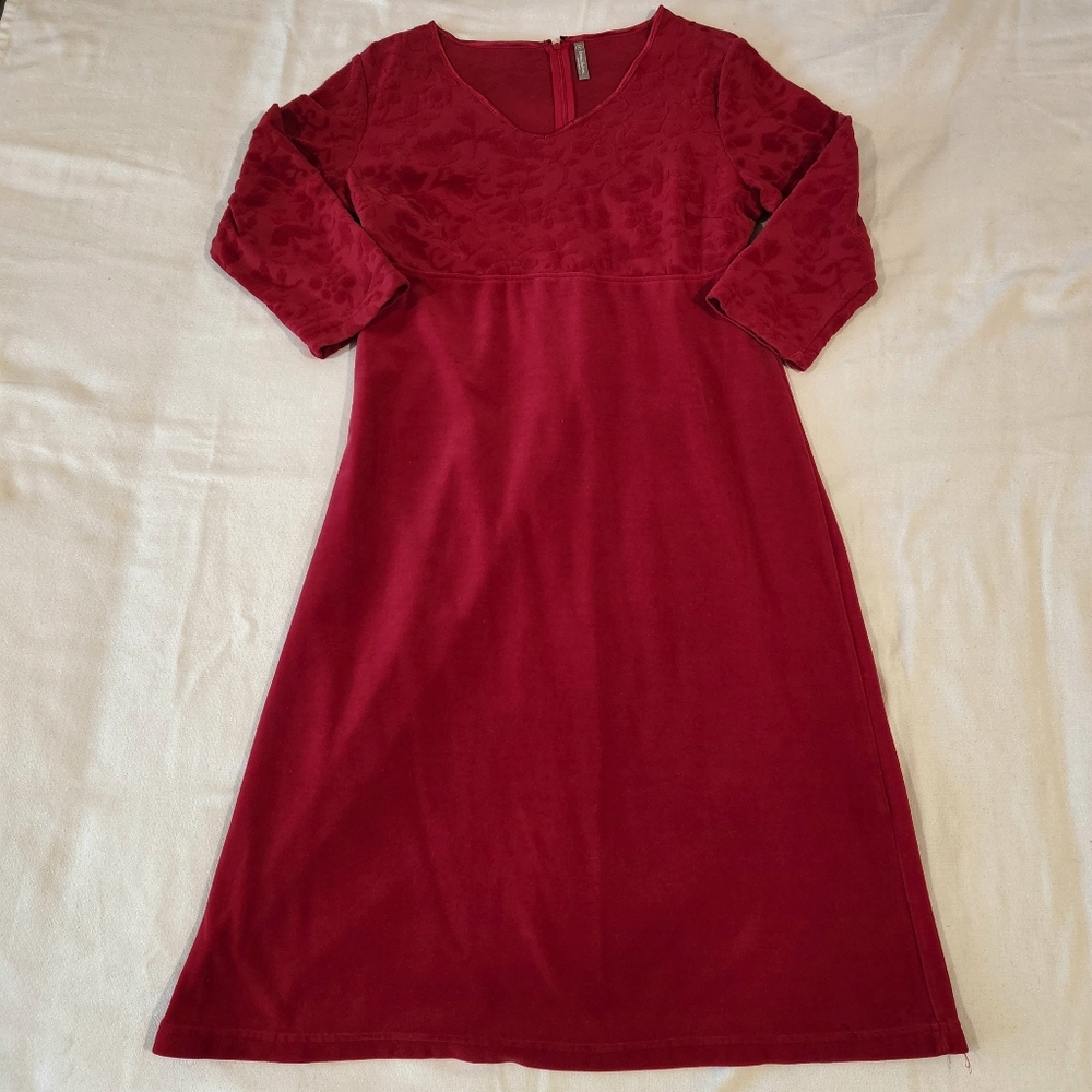 Hanna Andersson Velour Holiday Dress Women's Size Medium Floral Embossed